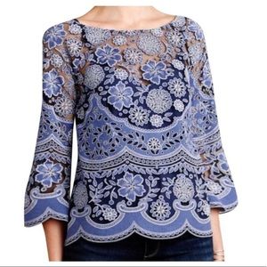 Anthropologie HD in Paris Floral Lace Bell Sleeve